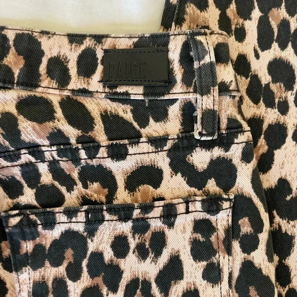 Paige Hoxton ankle leopard raw hem denim